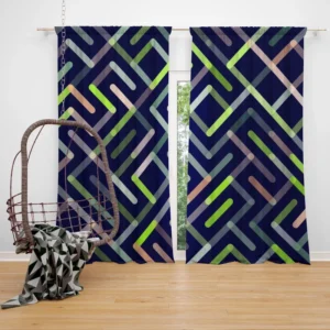 Striped Geometric Lines Pattern Curtain