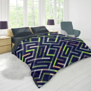 Striped Geometric Lines Pattern Duvet Cover 1