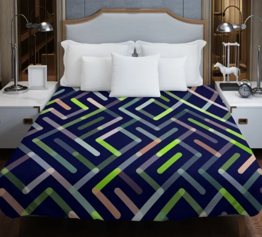 Striped Geometric Lines Pattern Duvet Cover