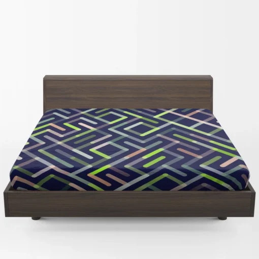 Striped Geometric Lines Pattern Fitted Sheet 1