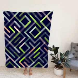 Striped Geometric Lines Pattern Fleece Blanket