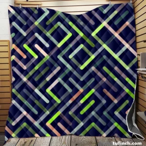 Striped Geometric Lines Pattern Quilt Blanket