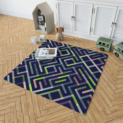 Striped Geometric Lines Pattern Rug 1