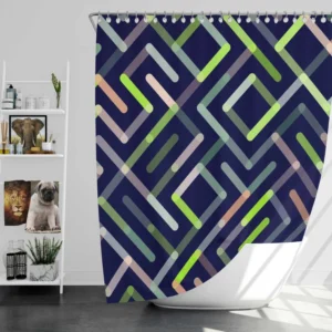 Striped Geometric Lines Pattern Shower Curtain