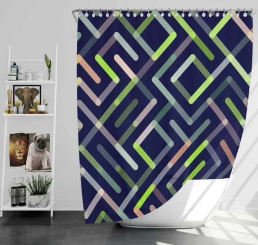 Striped Geometric Lines Pattern Shower Curtain