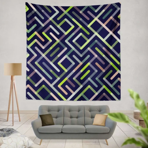 Striped Geometric Lines Pattern Wall Tapestry