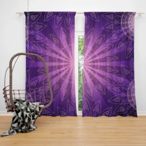 Stylish Purple Mandala Pattern Curtain