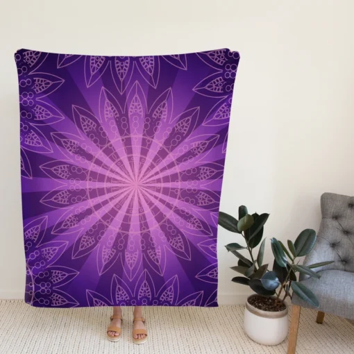 Stylish Purple Mandala Pattern Fleece Blanket