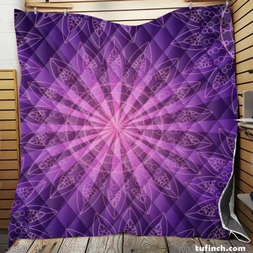 Stylish Purple Mandala Pattern Quilt Blanket