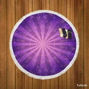 Stylish Purple Mandala Pattern Round Beach Towel