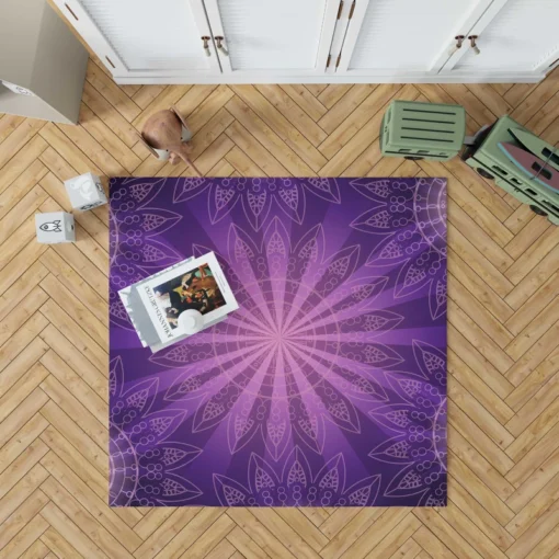 Stylish Purple Mandala Pattern Rug