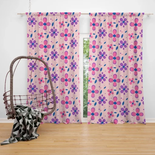 Stylized Small Flowers Design Curtain