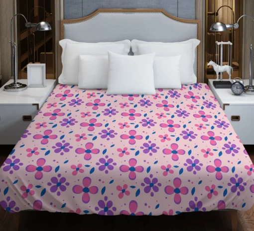 Stylized Small Flowers Design Duvet Cover