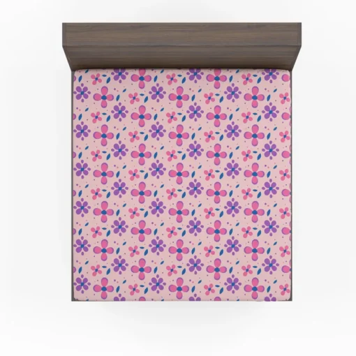 Stylized Small Flowers Design Fitted Sheet