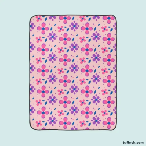 Stylized Small Flowers Design Fleece Blanket 1