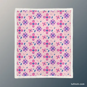 Stylized Small Flowers Design Sherpa Fleece Blanket 1