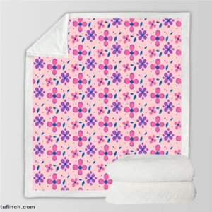 Stylized Small Flowers Design Sherpa Fleece Blanket