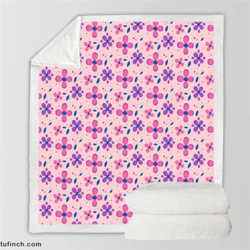 Stylized Small Flowers Design Sherpa Fleece Blanket