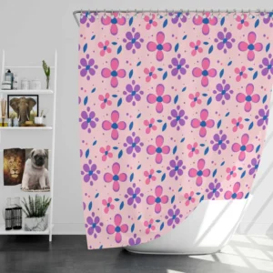 Stylized Small Flowers Design Shower Curtain