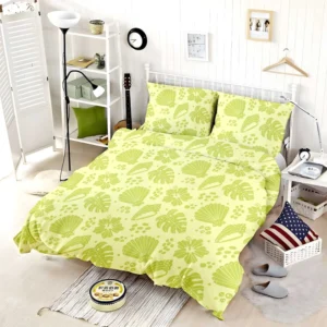 Summer Beach Tropical Leaves Corals Bedding Set