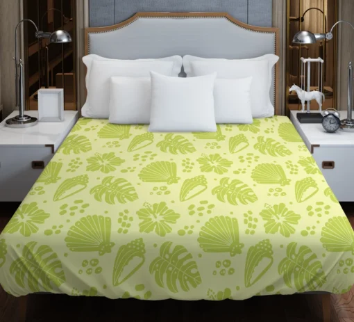 Summer Beach Tropical Leaves Corals Duvet Cover