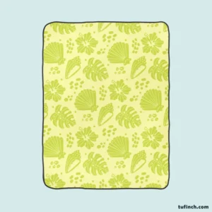 Summer Beach Tropical Leaves Corals Fleece Blanket 1