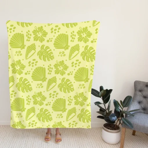 Summer Beach Tropical Leaves Corals Fleece Blanket