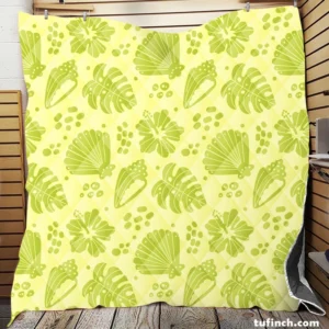 Summer Beach Tropical Leaves Corals Quilt Blanket