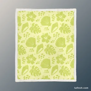 Summer Beach Tropical Leaves Corals Sherpa Fleece Blanket 1