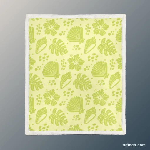 Summer Beach Tropical Leaves Corals Sherpa Fleece Blanket 1