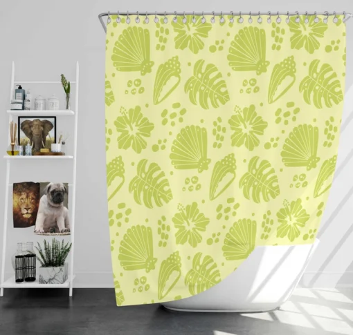 Summer Beach Tropical Leaves Corals Shower Curtain