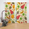 Summer Refresh Fruits on Sky Blue Curtain