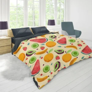 Summer Refresh Fruits on Sky Blue Duvet Cover 1