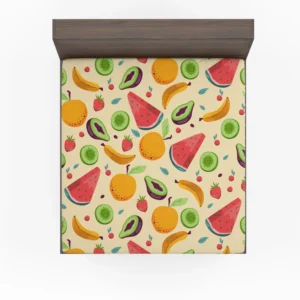 Summer Refresh Fruits on Sky Blue Fitted Sheet