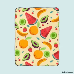 Summer Refresh Fruits on Sky Blue Fleece Blanket 1