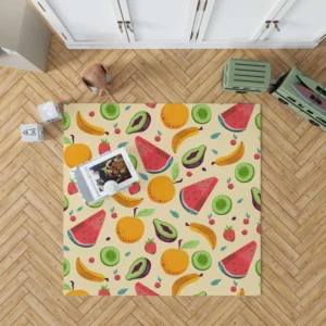 Summer Refresh Fruits on Sky Blue Rug