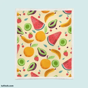 Summer Refresh Fruits on Sky Blue Sherpa Fleece Blanket 1