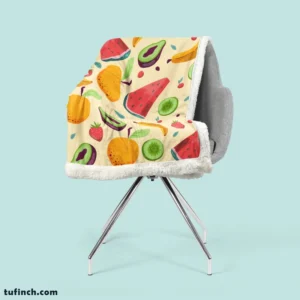 Summer Refresh Fruits on Sky Blue Sherpa Fleece Blanket 2