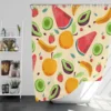 Summer Refresh Fruits on Sky Blue Shower Curtain