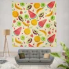 Summer Refresh Fruits on Sky Blue Wall Tapestry