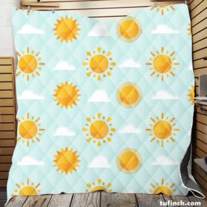 Sun And Cloud Pattern Quilt Blanket