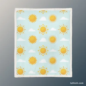 Sun And Cloud Pattern Sherpa Fleece Blanket 1