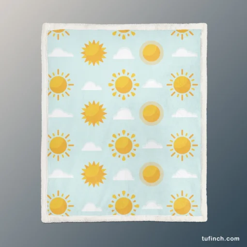 Sun And Cloud Pattern Sherpa Fleece Blanket 1