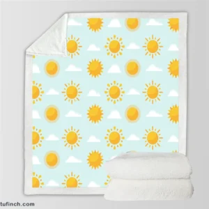 Sun And Cloud Pattern Sherpa Fleece Blanket