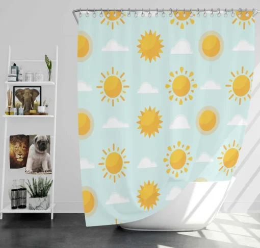 Sun And Cloud Pattern Shower Curtain