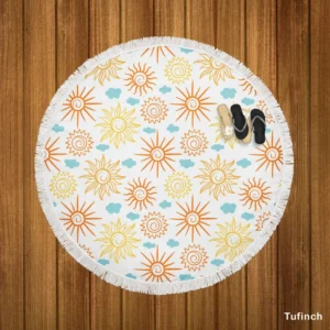 Sun And Moon Design Round Beach Towel