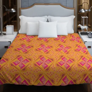 Sun Floral Ikat Design Duvet Cover