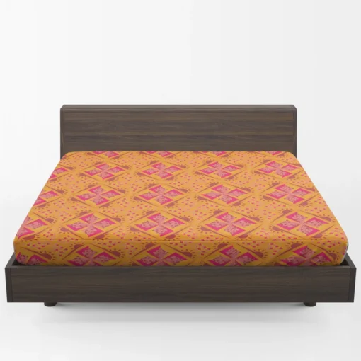 Sun Floral Ikat Design Fitted Sheet 1