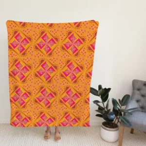 Sun Floral Ikat Design Fleece Blanket