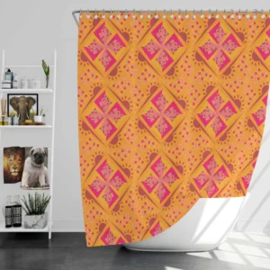 Sun Floral Ikat Design Shower Curtain